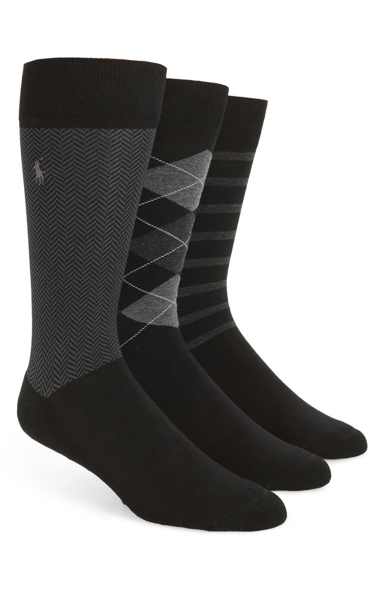 Polo Ralph Lauren 3-Pack Patterned Socks, Main, color, 