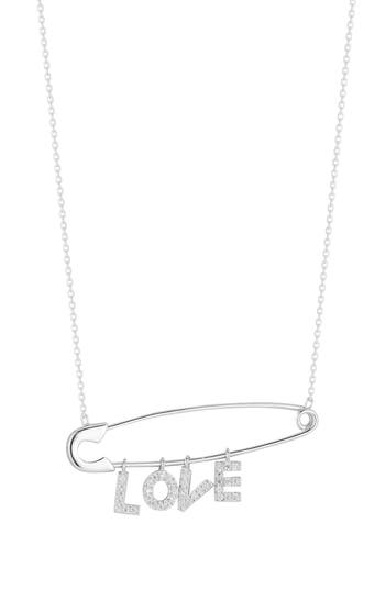Sphera Milano Cubic Zirconia 'love' Pendant Necklace In Silver