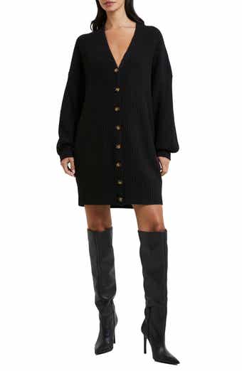 French Connection Babysoft Rib Button Front Long Sleeve Sweater Dress