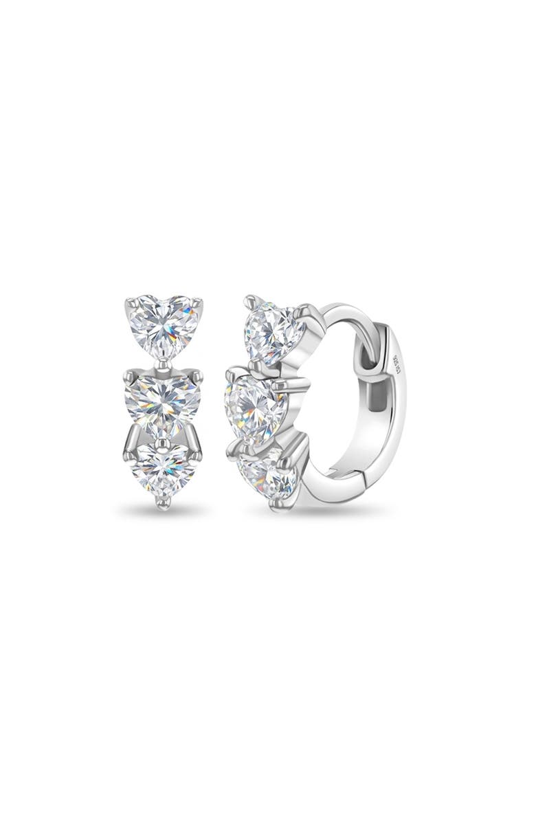 In Season Jewelry Cascading Cubic Zirconia Heart Hoop, Main, color, Silver