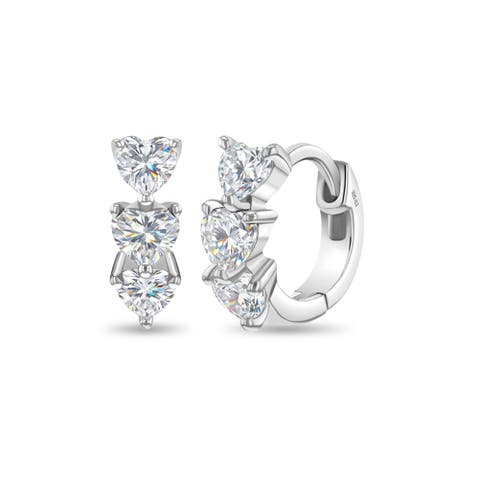 Cascading Cubic Zirconia Heart Hoop