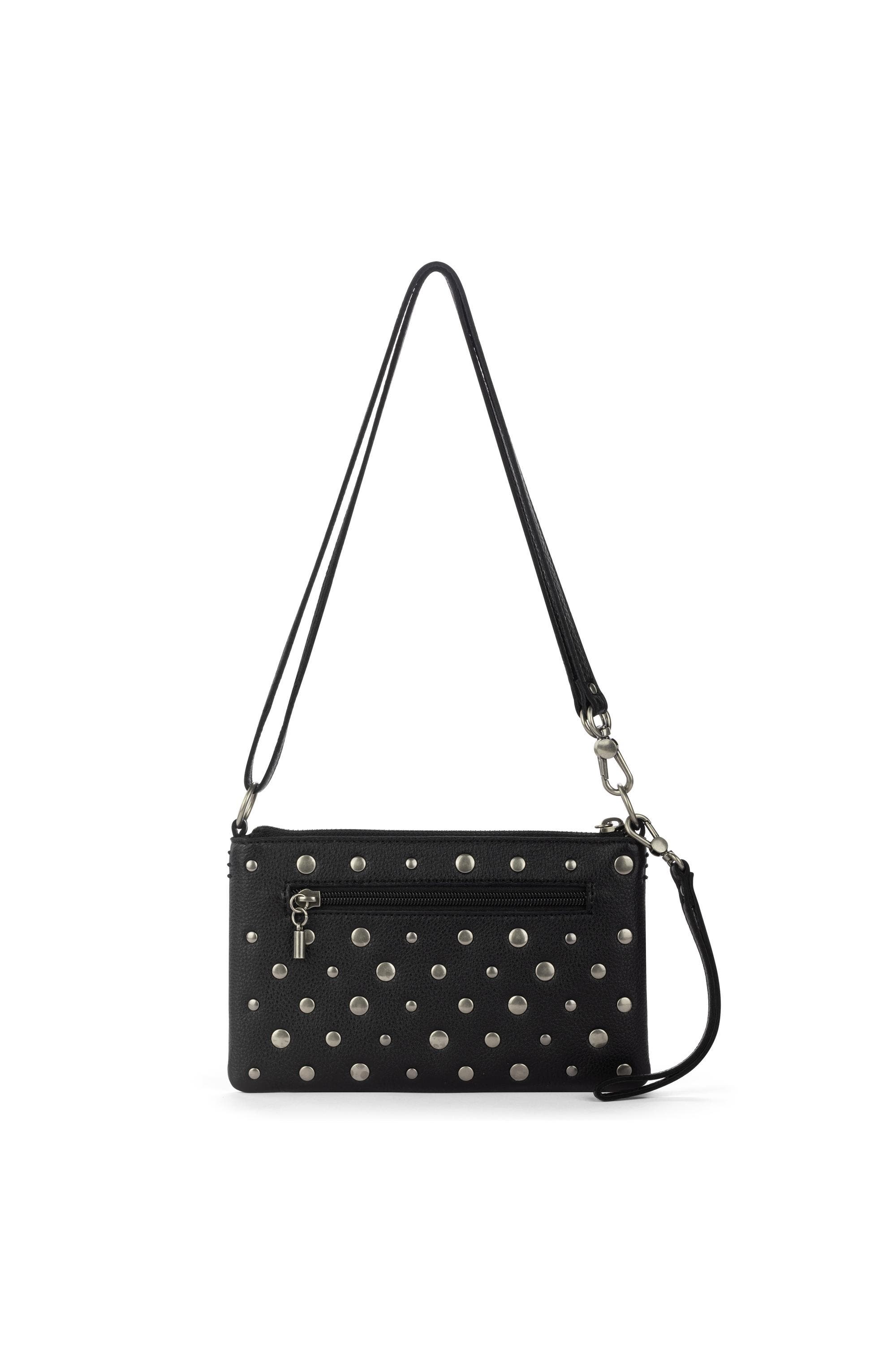 The Sak Vita Hand Leather Crossbody Wristlet, Alternate, color, Black Silver Stud