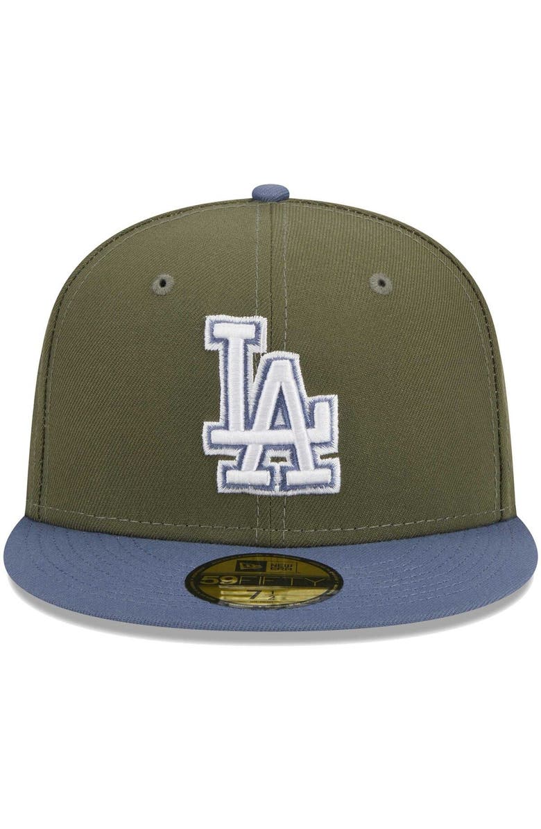New Era Men's New Era Olive/Blue Los Angeles Dodgers 59FIFTY Fitted Hat, Alternate, color,