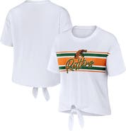 WEAR by Erin Andrews Women's WEAR by Erin Andrews White Florida A&M Rattlers Striped Front Knot Cropped T-Shirt