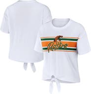 WEAR by Erin Andrews Women's WEAR by Erin Andrews White Florida A&M Rattlers Striped Front Knot Cropped T-Shirt