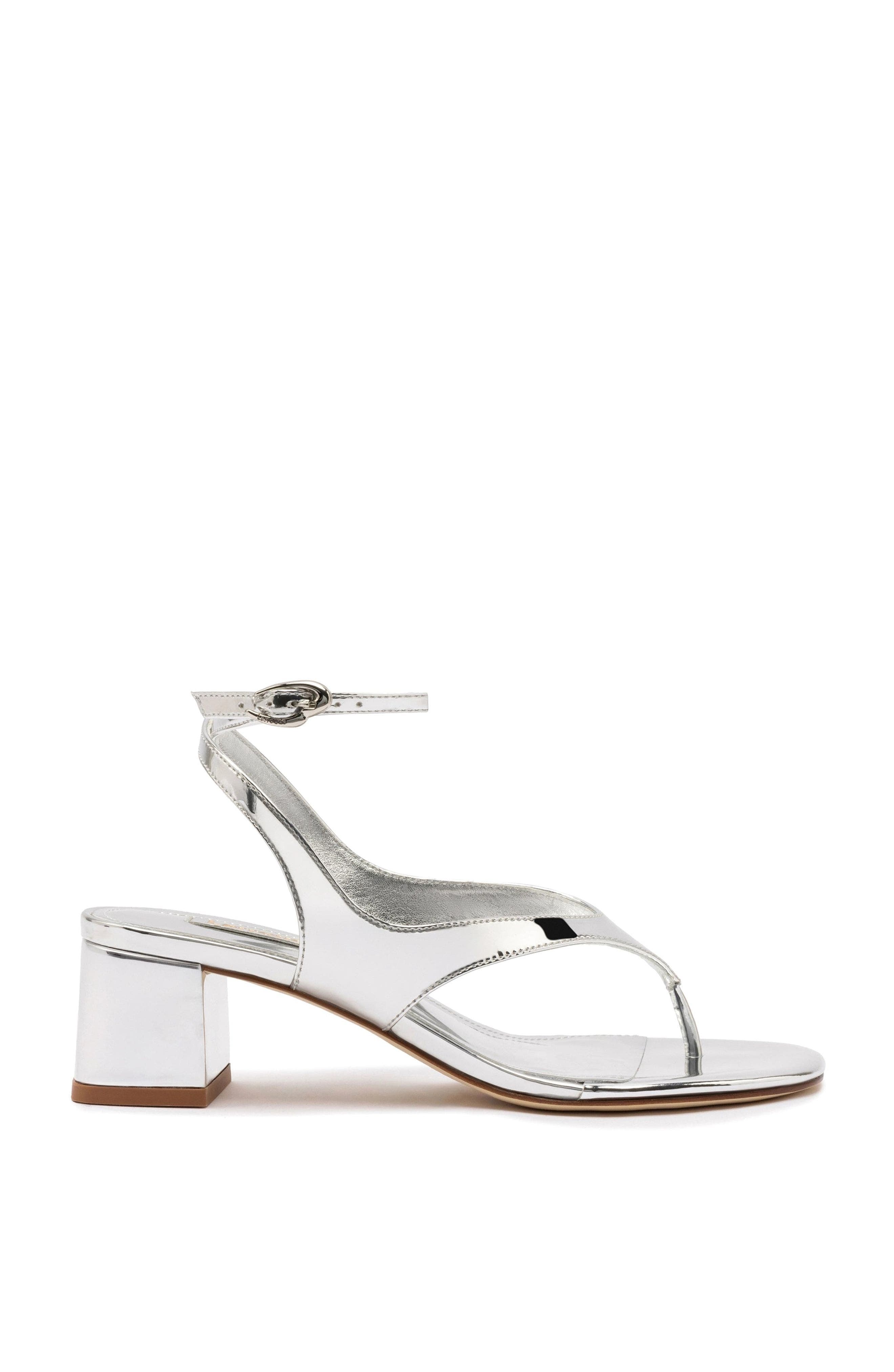 Gaia Block Sandal, Main, color, Silver