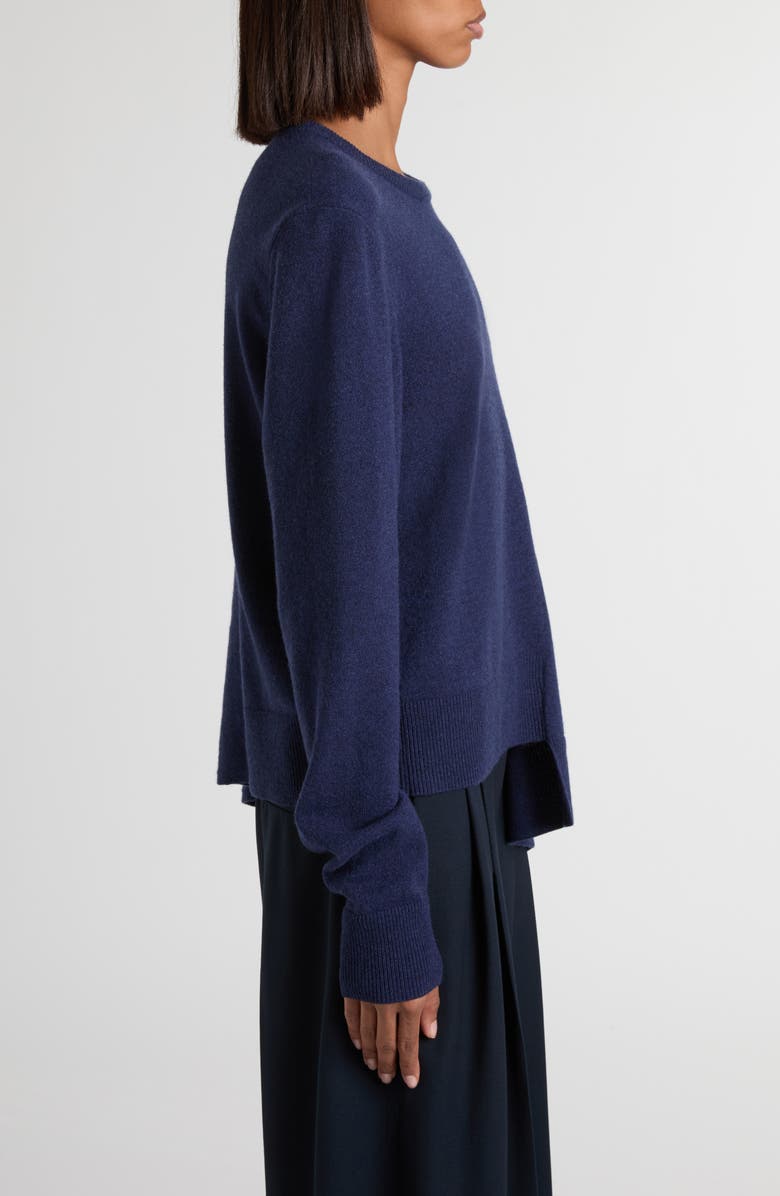 McQueen Asymmetrical Cashmere & Wool Crewneck Sweater, Alternate, color, After Blue