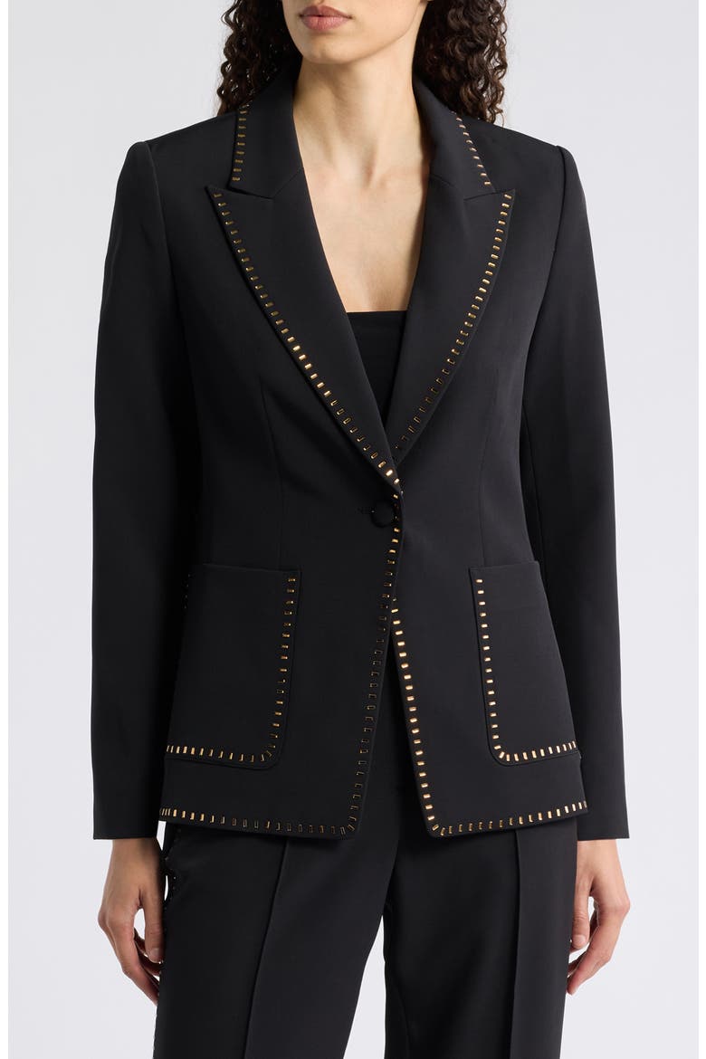 The Margaret Bar Trimmed Suit Jacket, Main, color, NOIR