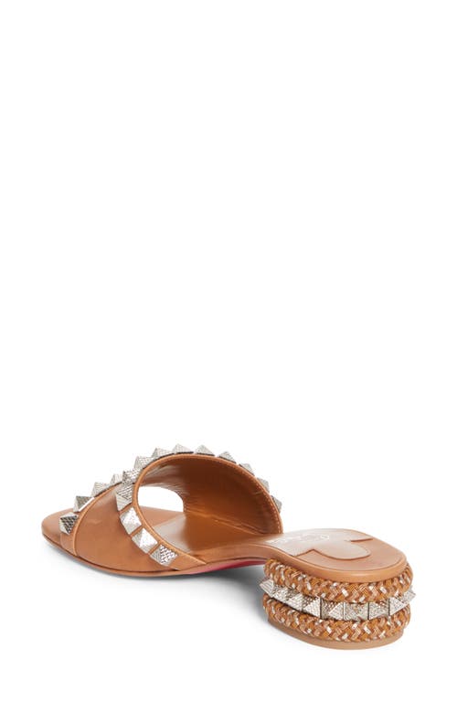 Christian Louboutin Pyramule 30 Spiked Leather Mules In Brown