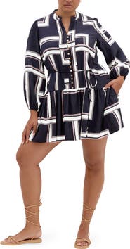 City Chic Laurie Print Long Sleeve Dress