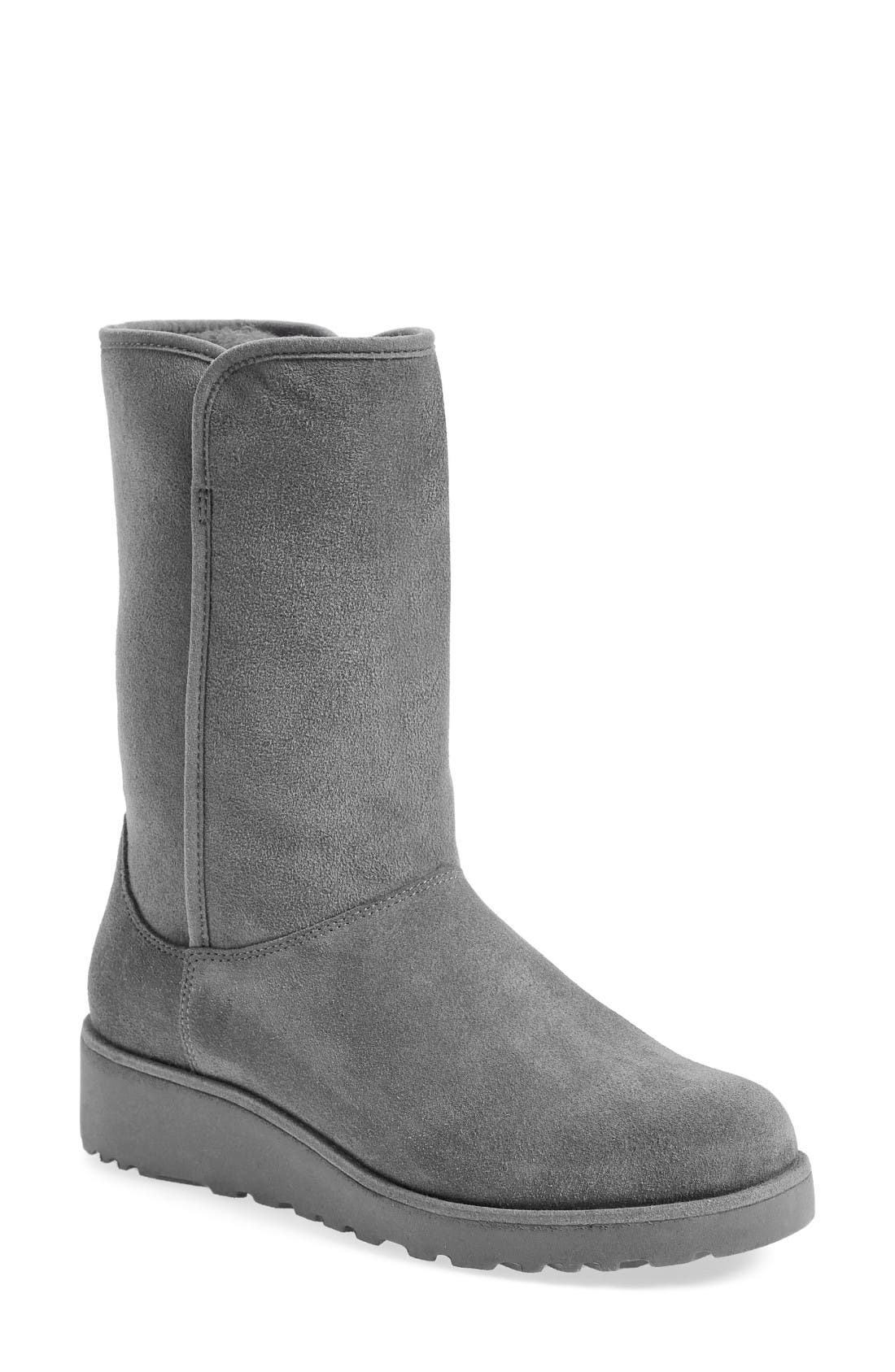 Amie - Classic Slim™ Water Resistant Short Boot, Main, color, GREY SUEDE