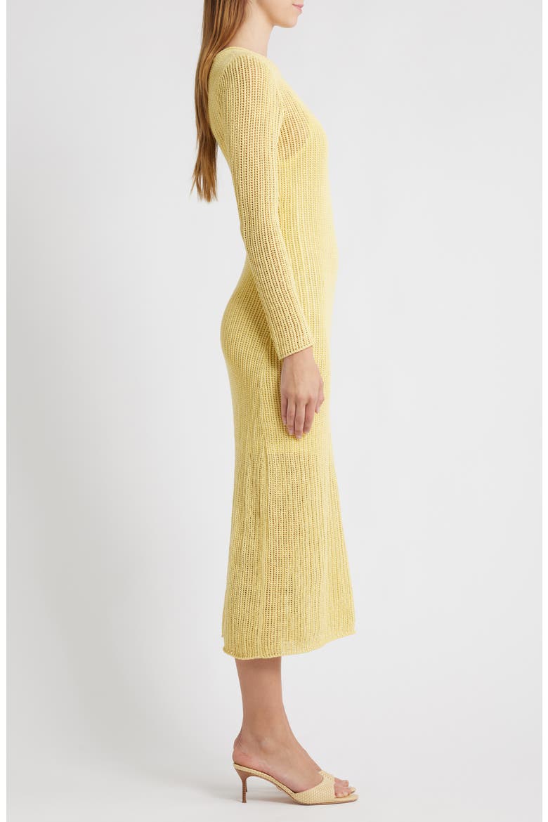 Sunny Open Stitch Long Sleeve Sweater Dress, Alternate, color, GOLDEN YELLOW