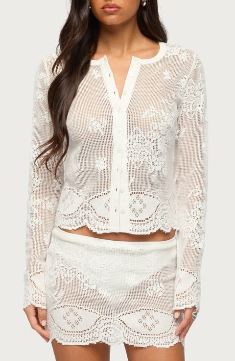 Rusa Sheer Open Stitch Button-Up Shirt