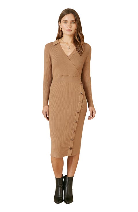 Knitted Button Detailed Midi Dress