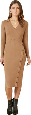 Yumi Knitted Button Detailed Midi Dress