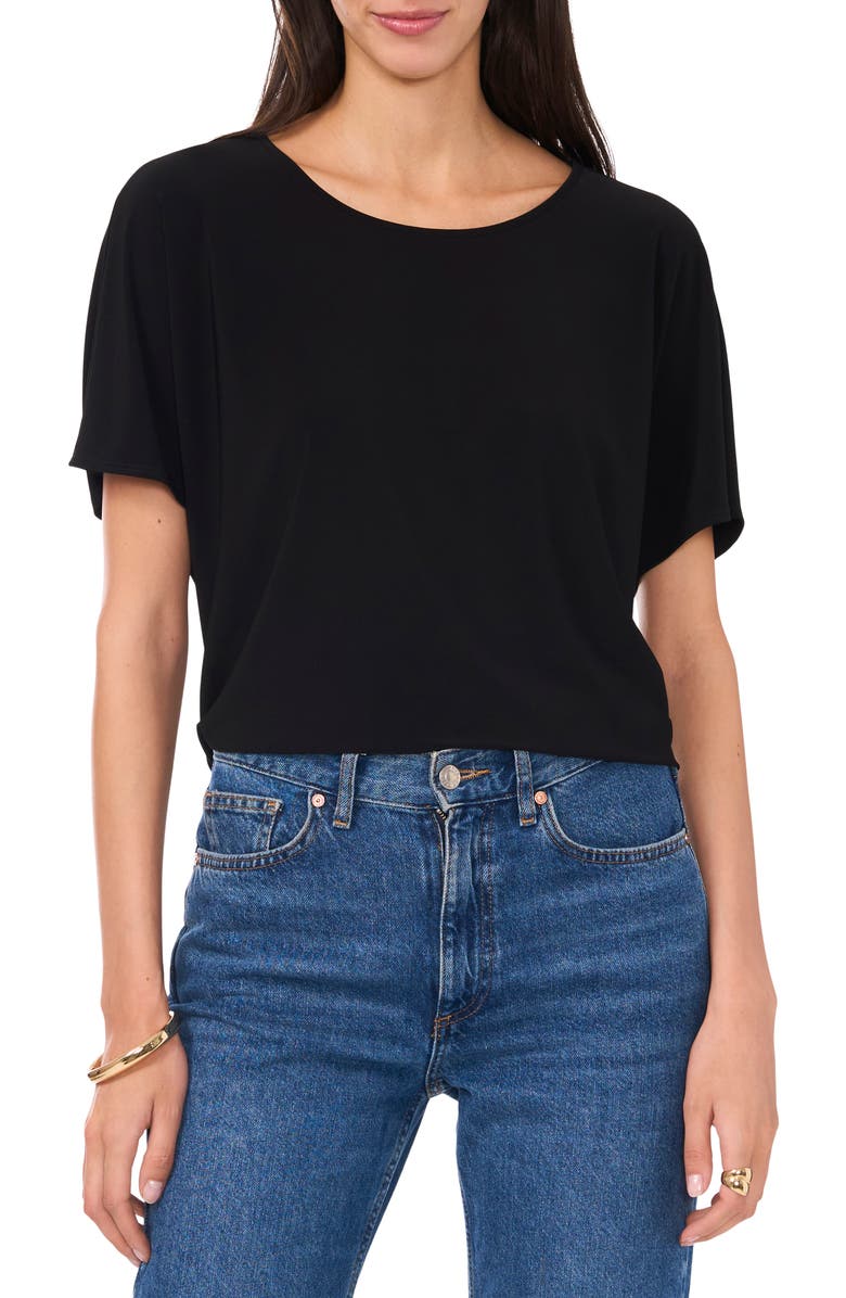 Vince Camuto High-Low Relaxed Fit T-Shirt, Main, color, Rich Black