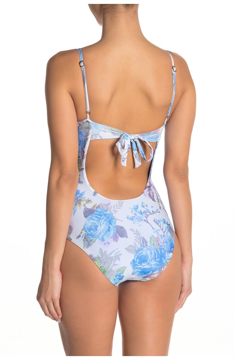 Becca Vintage Floral Ruffle One-Piece Swimsuit, Alternate, color, 