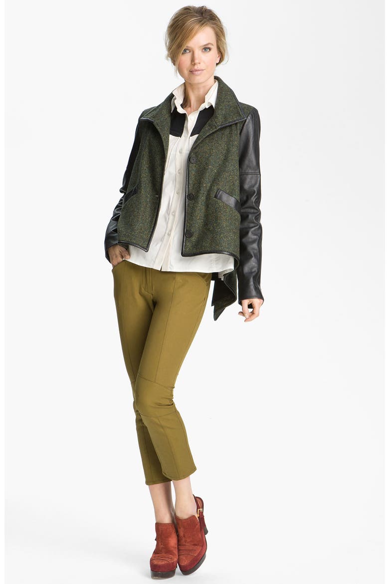 Leather Sleeve Jacket, Alternate, color, ARMY