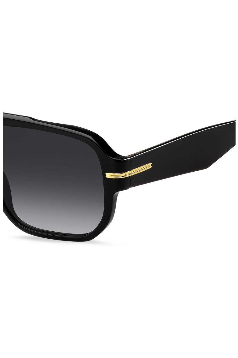 57mm Rectangular Sunglasses, Alternate, color, BLACK/ BROWN SOLX