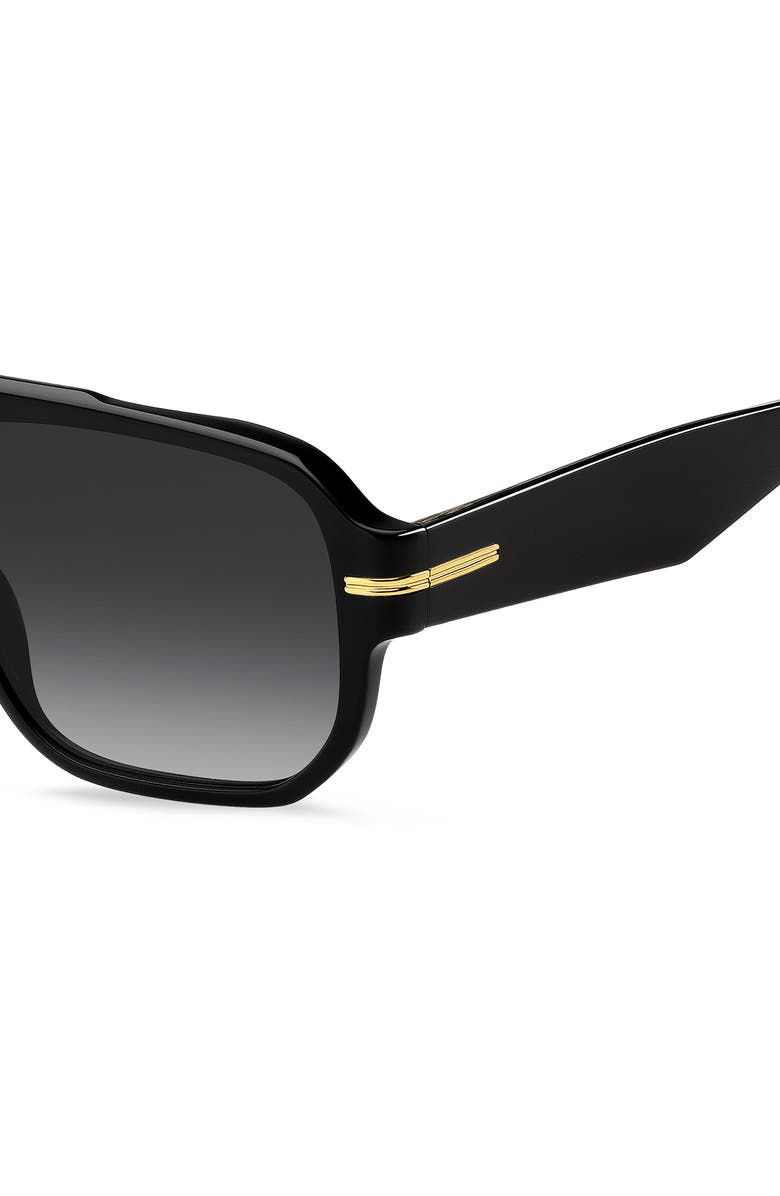 BOSS 57mm Rectangular Sunglasses, Alternate, color, Black/ Brown Solx