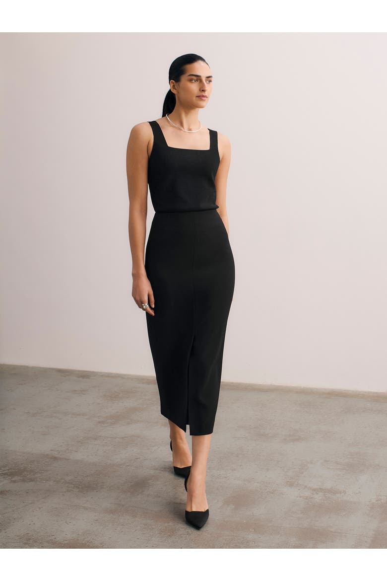 Oliena Crepe Pencil Skirt, Alternate, color, Black