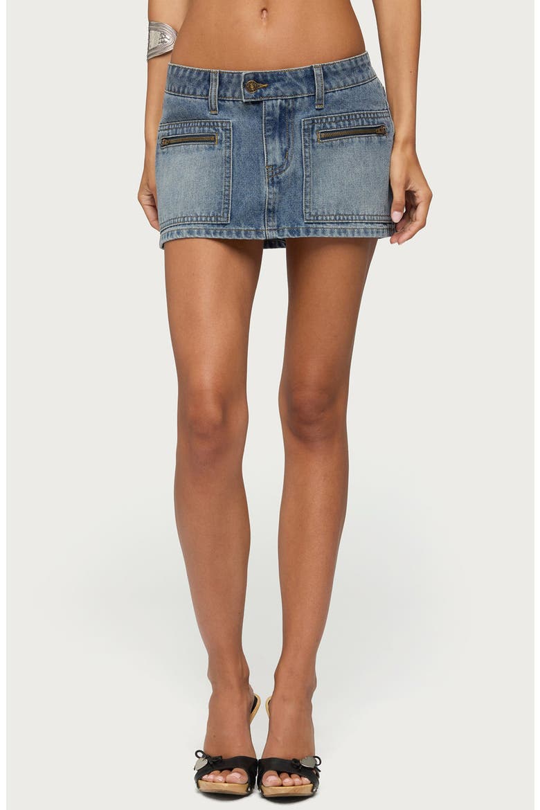 Verena Denim Microskirt, Main, color, MEDIUM-BLUE-WASHED