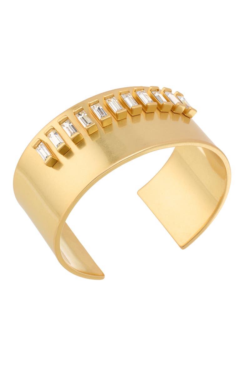 Lyra Linear Crystal Cuff Bracelet, Alternate, color, GOLD TONE / CLEAR CRYSTAL