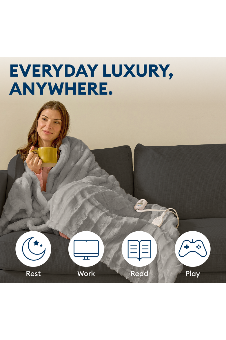 50" x 70" Heated Throw, Alternate, color, Grey