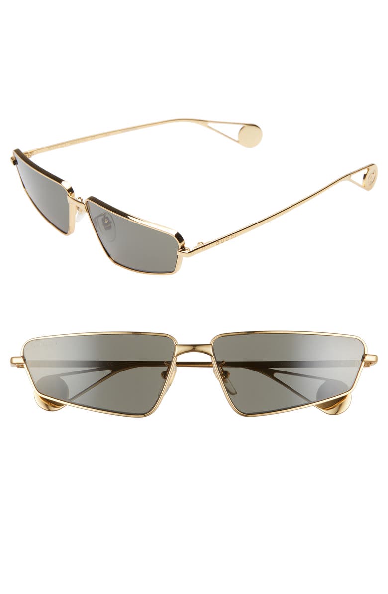 Gucci 63mm Rectangle Retro Sunglasses, Main, color,