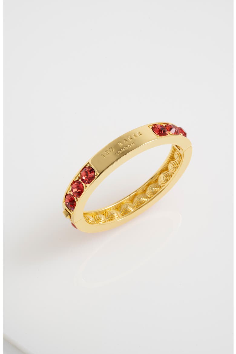 Rosie Crystal Hinged Bangle Bracelet, Alternate, color, GOLD TONE / HOT PINK CRYSTAL