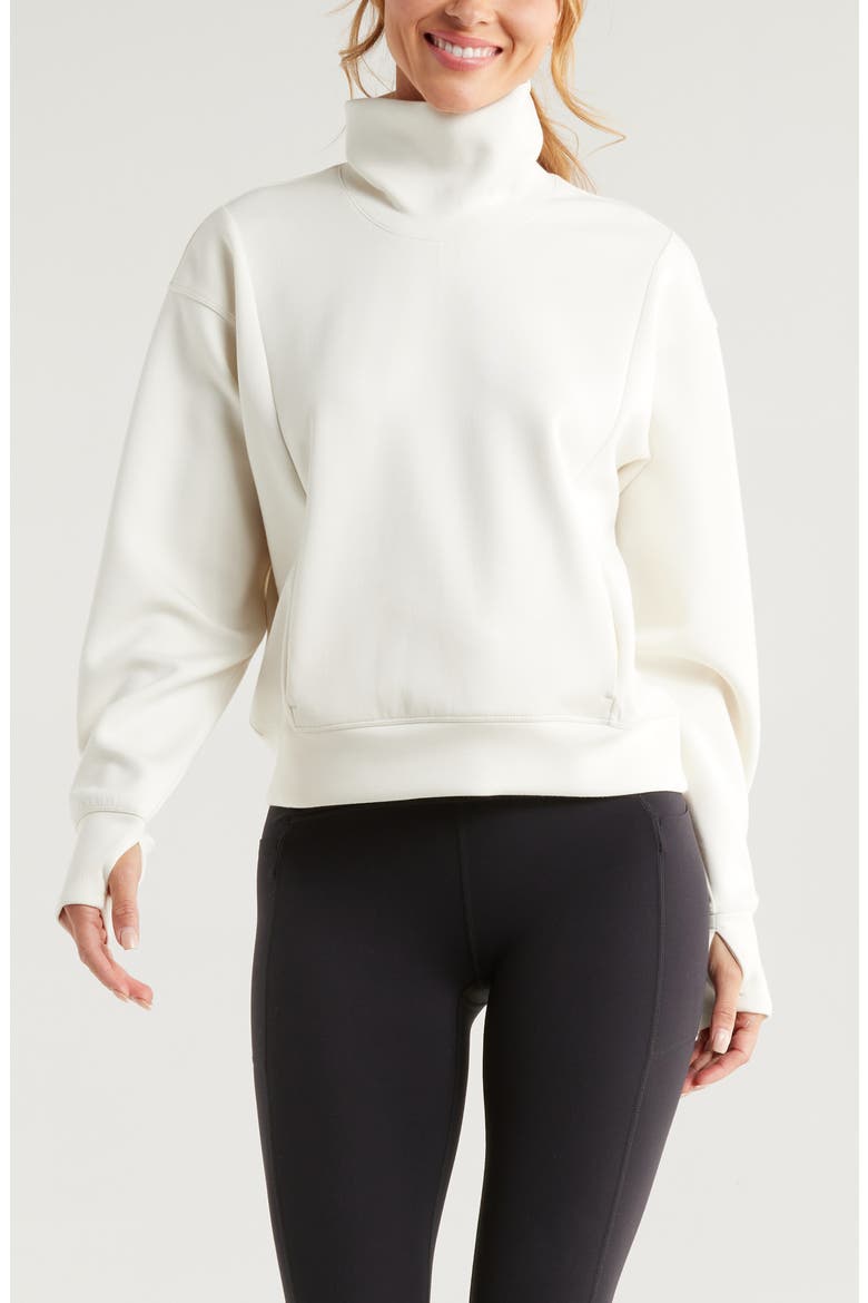 Luxe Funnel Neck Top, Main, color, IVORY EGRET