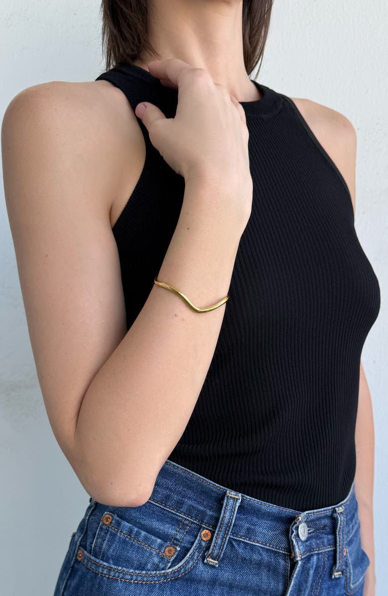 Adornia 18K Gold Plated Wavy Cuff Bracelet, Alternate, color, Gold