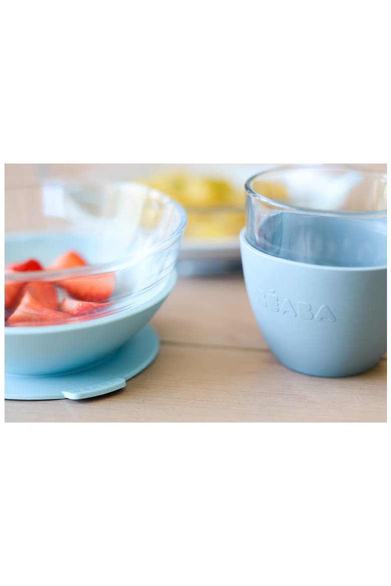 Glass Meal Set with Suction Pads, Alternate, color, RAIN
