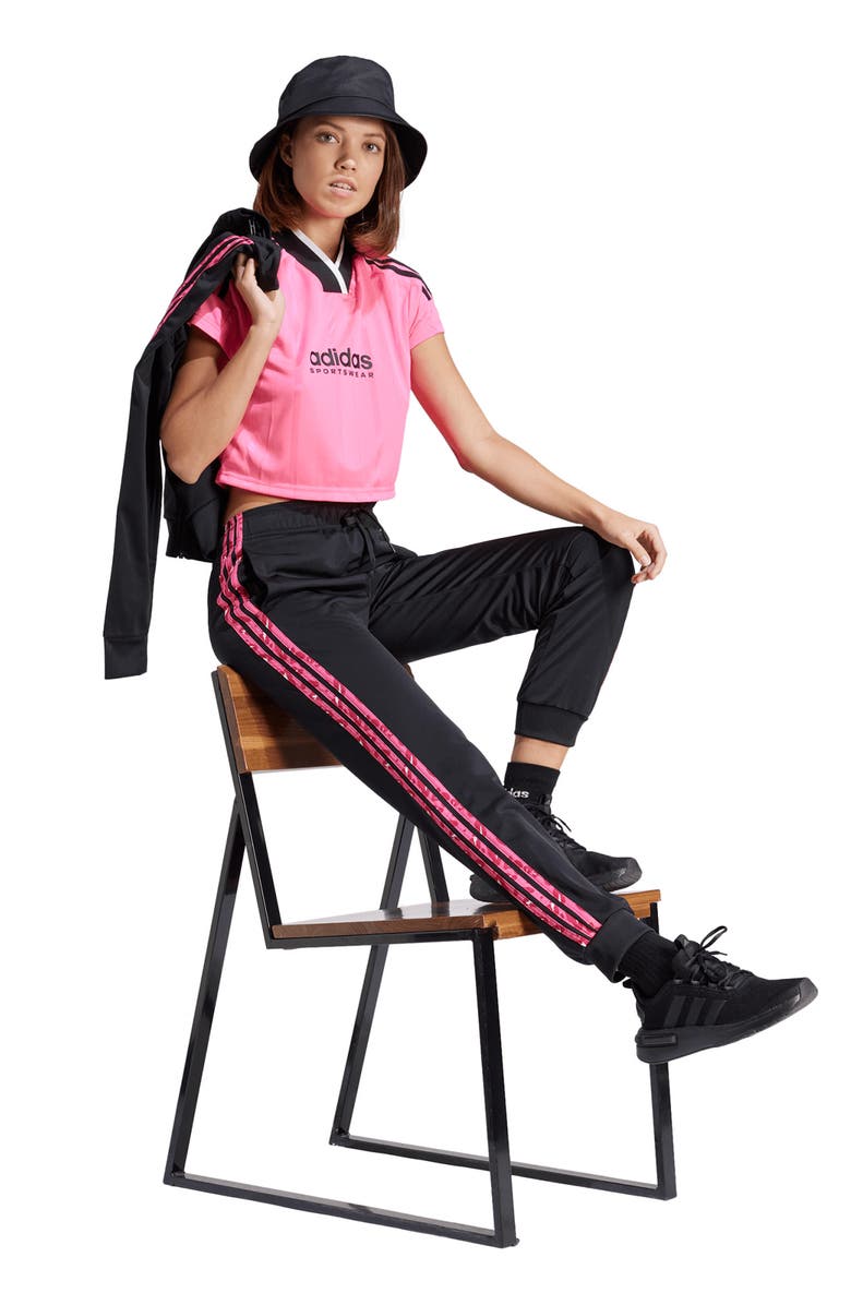 adidas Animal Print 3-Stripes Slim Tapered Track Pants, Alternate, color, 