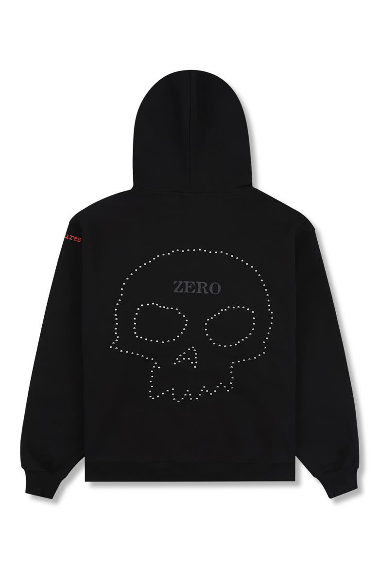 X Zero Skateboards Dane Studded Relaxed Fit Cotton Hoodie, Alternate, color, BLACK