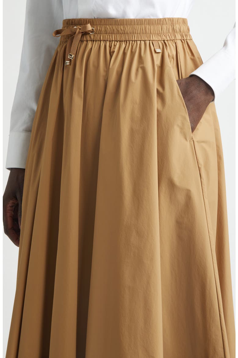Pleated Stretch Nylon Midi Skirt, Alternate, color, 2157 CAMEL