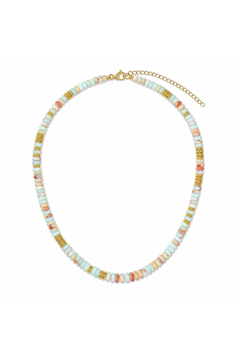 Fields of Gold Gemstone Beaded  Necklace, Main, color, Blue-Green