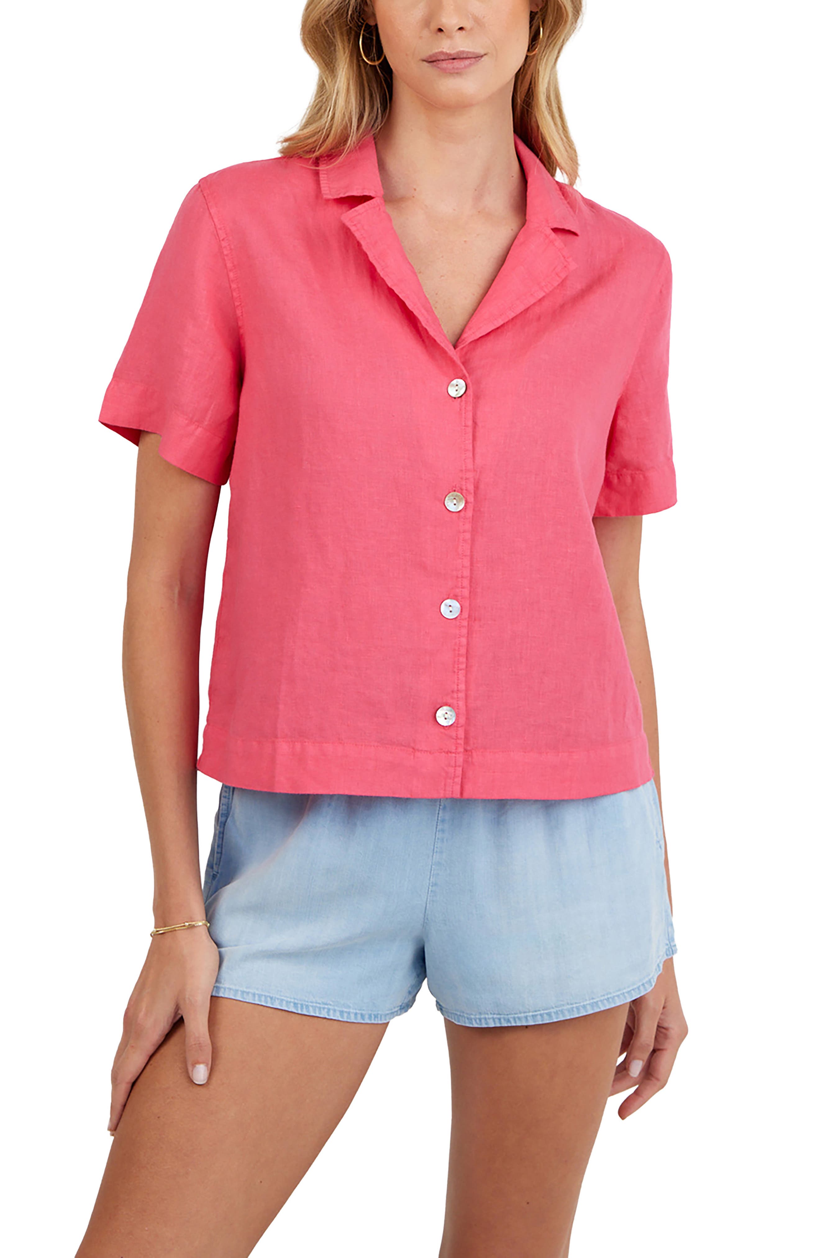 Short Sleeve Linen Button-Up Camp Shirt - image 3