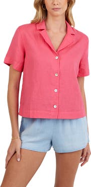 Bella Dahl Short Sleeve Linen Button-Up Camp Shirt