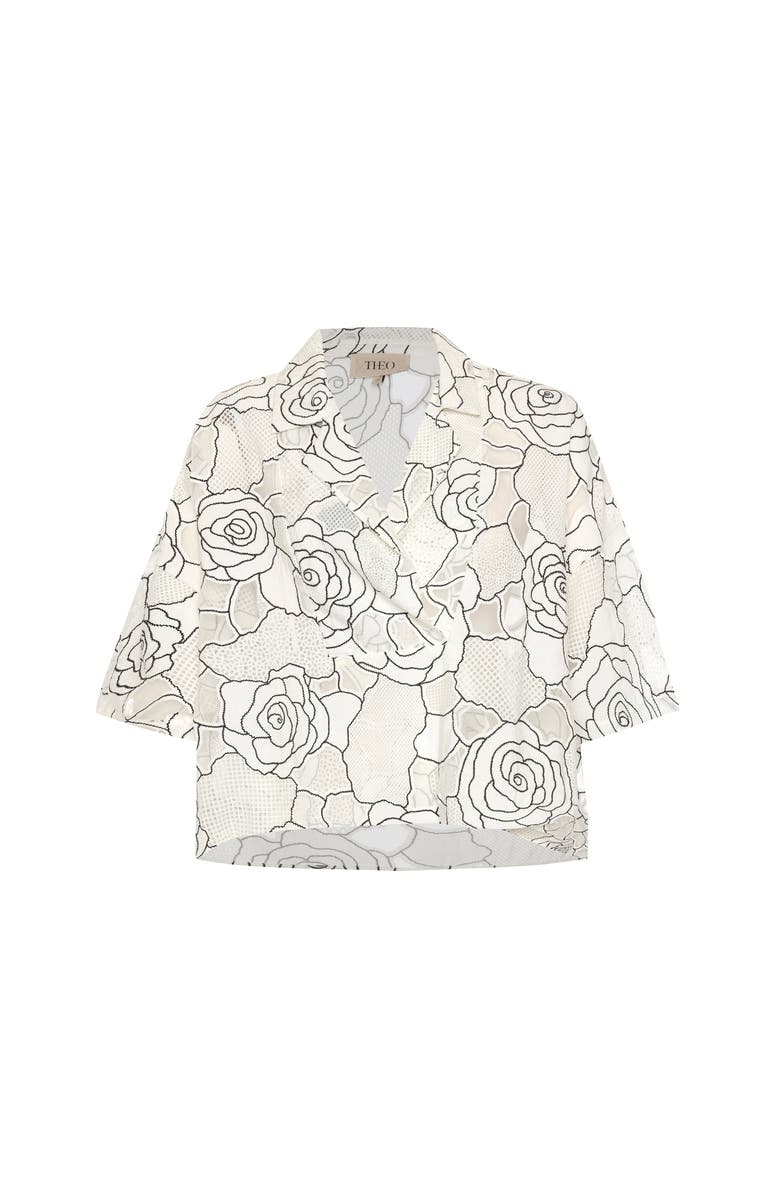 THEO The Label Ourania Oversized Draped Shirt, Alternate, color, Ivory