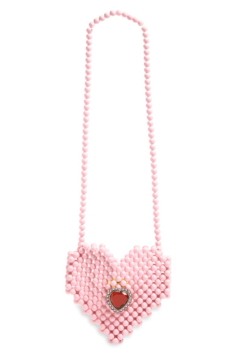 Heartfelt Faux Pearl Bag, Main, color, PINK MULTI