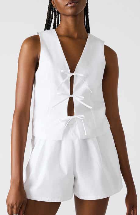 Steve Madden Aliza Tie Front Cotton Blend Top