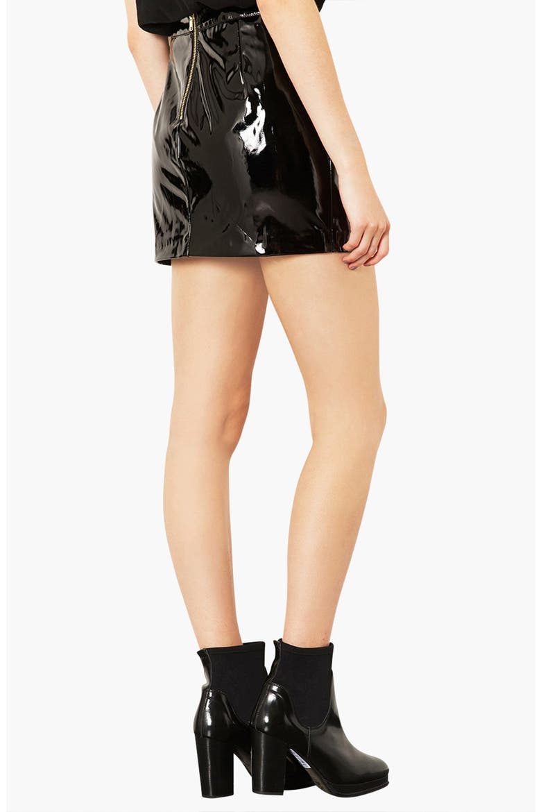 Vinyl Miniskirt, Alternate, color, BLACK