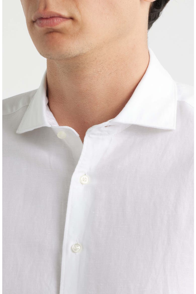 Slim Fit Cotton & Linen Dress Shirt, Alternate, color, WHITE
