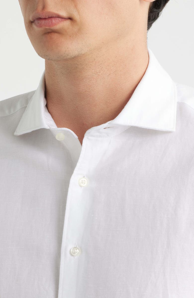 1863 by Eterna Slim Fit Cotton & Linen Dress Shirt, Alternate, color, White