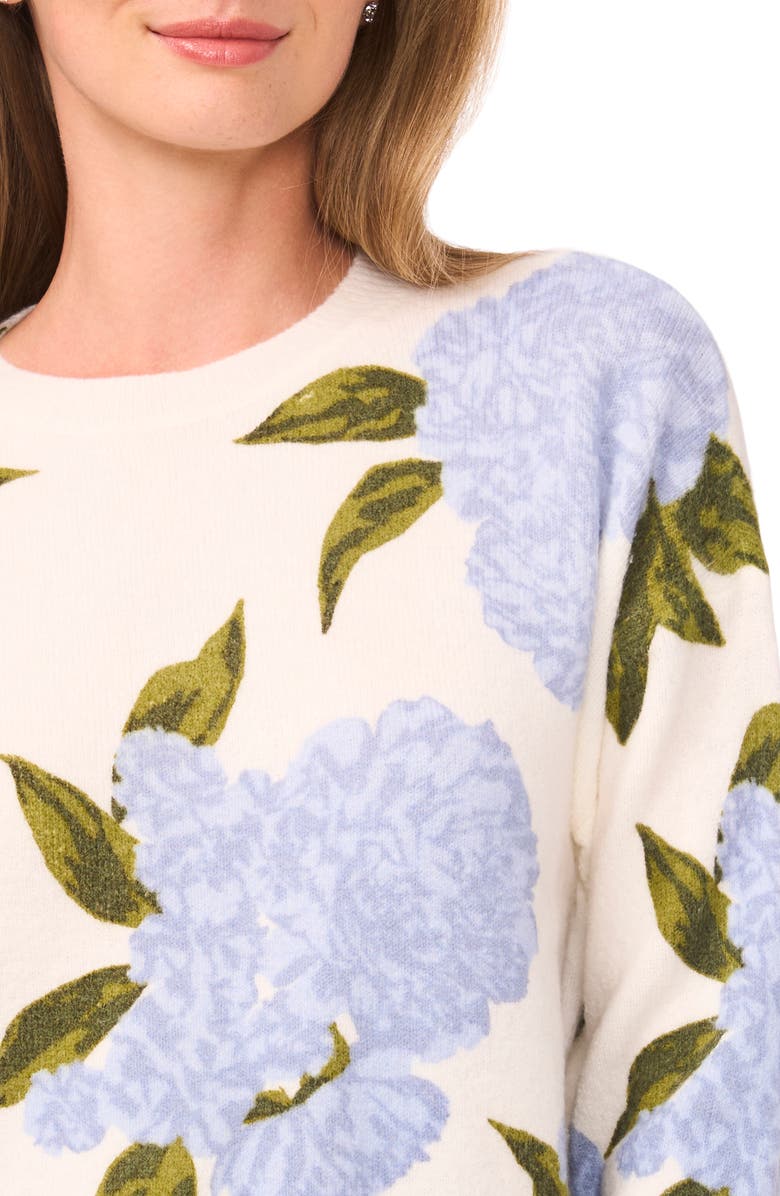 CeCe Floral Pullover Sweater, Alternate, color, New Ivory