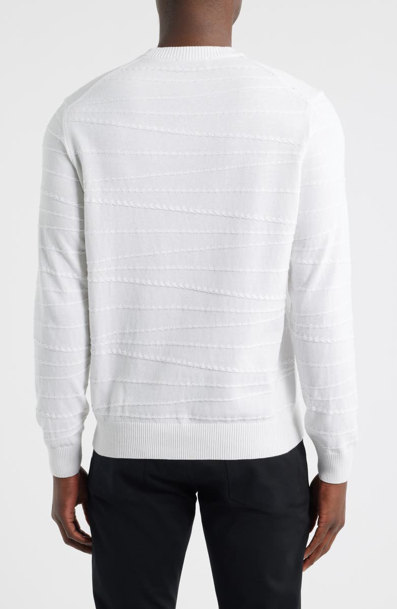 Bugatchi Textured Cotton & Silk Crewneck Sweater, Alternate, color, Chalk