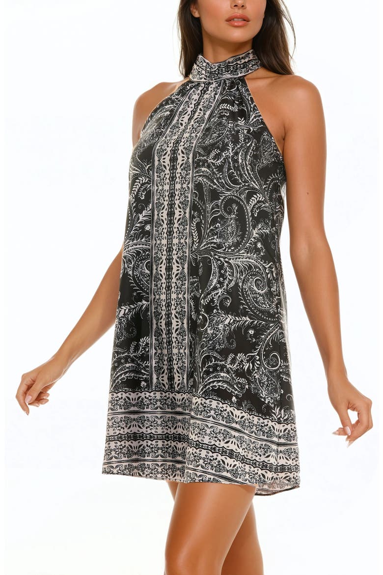 Paisley Shift Minidress, Alternate, color, BLACK/ WHITE