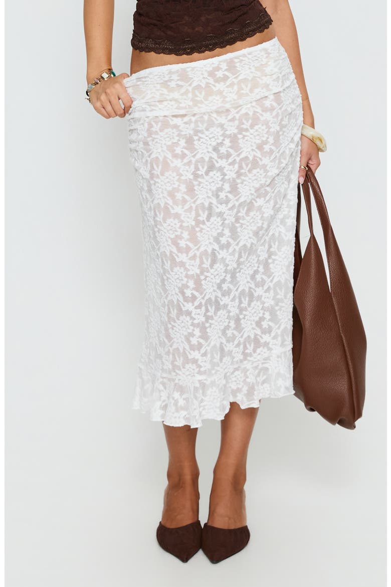 Toscani Frilled Lace Midi Skirt, Main, color, WHITE