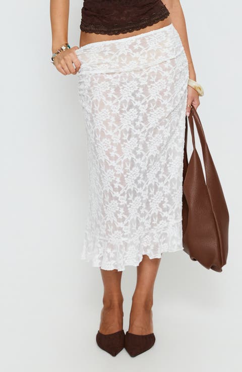 Toscani Frilled Lace Midi Skirt